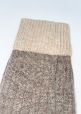 Esther Contrast - Kashmir strømper - Beige/brun