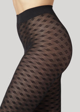 SONJA HARLEQUIN HOLE PATTERN - strømpebukser - Sort